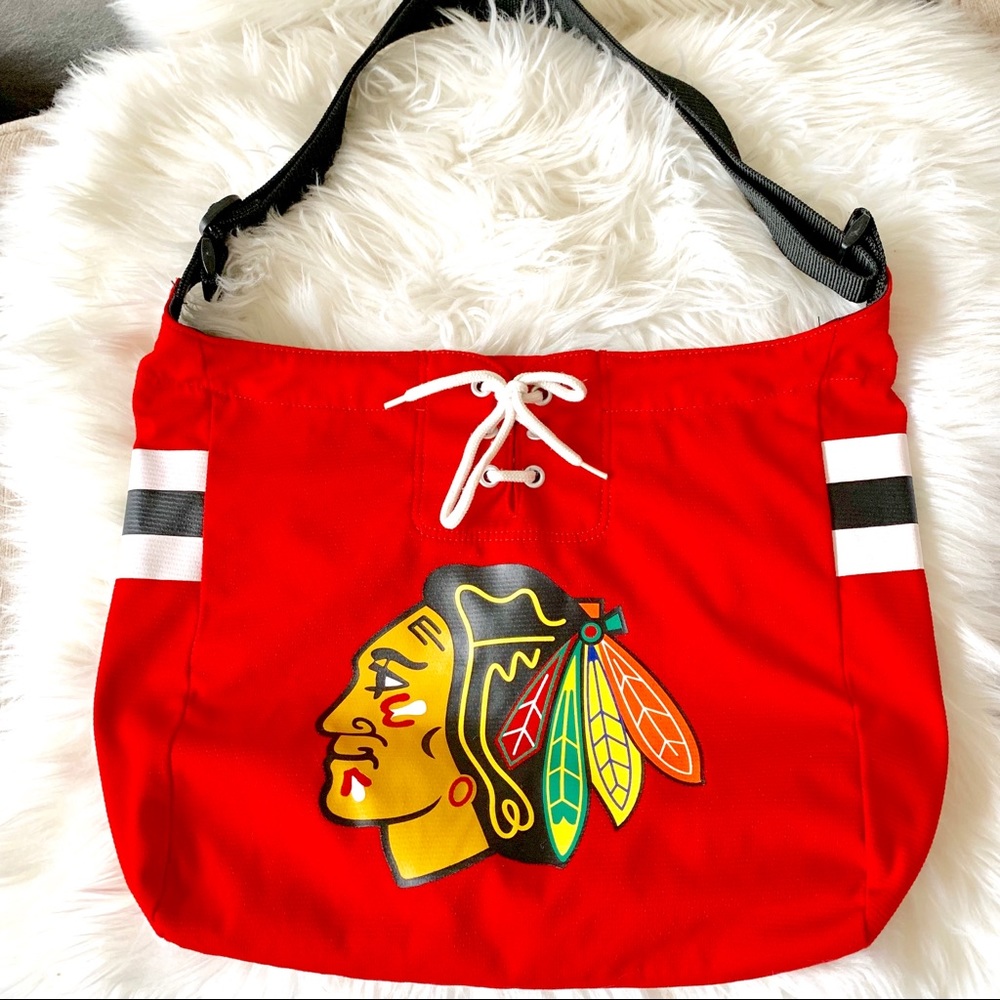 🔥 3 for $15 Chicago blackhawks red tote with